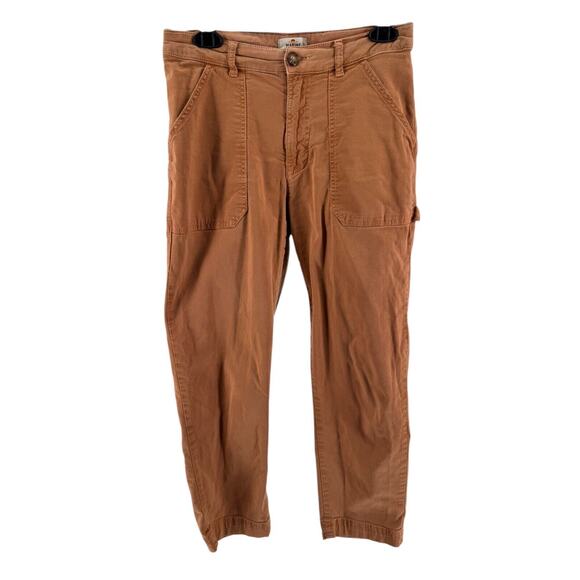 Marine Layer Women's Washed Amber Brown Maya Slim Straight Utility Pants Size 8 - Picture 1 of 5
